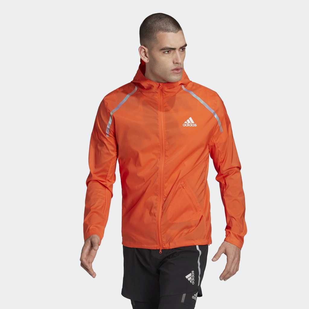 Adidas Originals Mens Marathon Jacket - Orange Recycled Material - Size Small